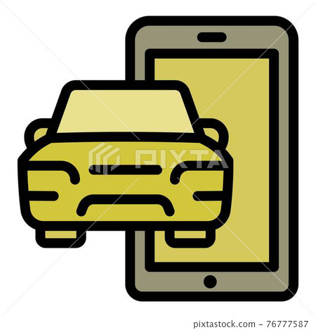 Phone car sharing icon, outline style Phone car sharing icon, outline style 76777587
