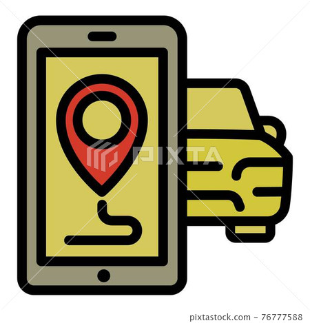 Smartphone city car sharing icon, outline style Smartphone city car sharing icon, outline style 76777588