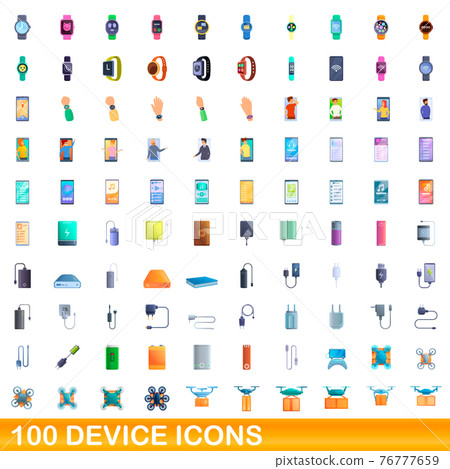 100 device icons set, cartoon style 100 device icons set, cartoon style 76777659