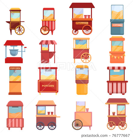 Popcorn maker machine icon, cartoon style 76777667