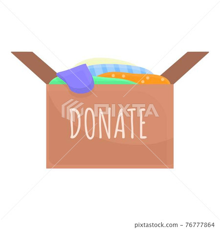 Donate full clothes box icon, cartoon style Donate full clothes box icon, cartoon style 76777864