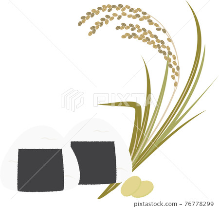 Illustration of rice, rice balls and pickles Illustration of rice, rice balls and pickles 76778299