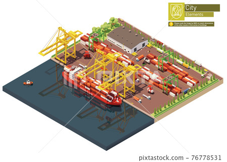 Vector isometric port container terminal and ship Vector isometric port container terminal and ship 76778531