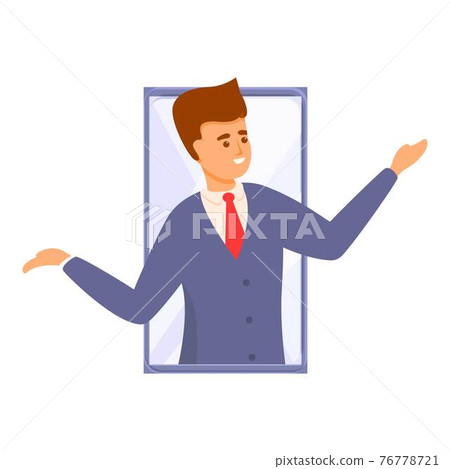 Smartphone support personal assistant icon, cartoon style 76778721