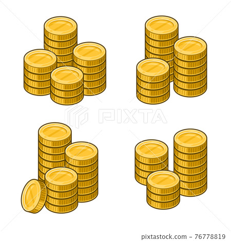 Gold Coins Stack Set on White Background. Vector - Stock Illustration ...