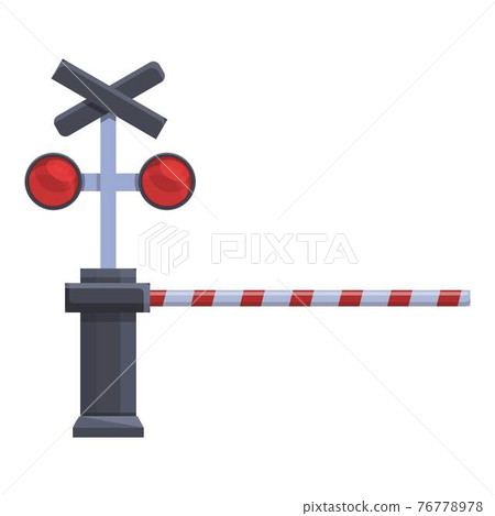 Railway barrier traffic lights icon, cartoon style 76778978