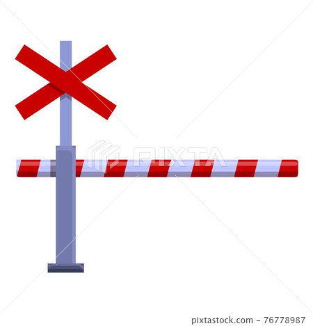 Railroad barrier caution icon, cartoon style 76778987
