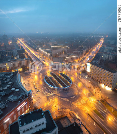 Wroclaw, Poland. Aerial view of Plac Grunwaldzki square Wroclaw, Poland. Aerial view of Plac Grunwaldzki square 76779063