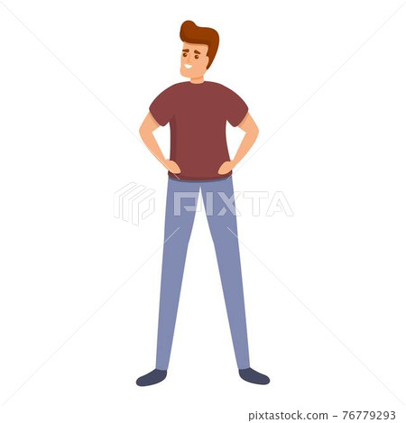 Self confident icon, cartoon style 76779293