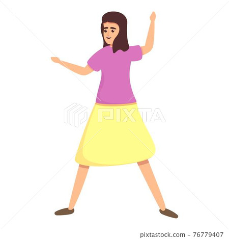 Active playing girl icon, cartoon style 76779407