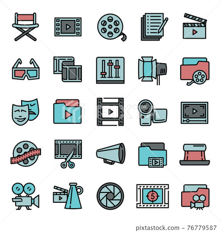 Film production icon, outline style 76779587