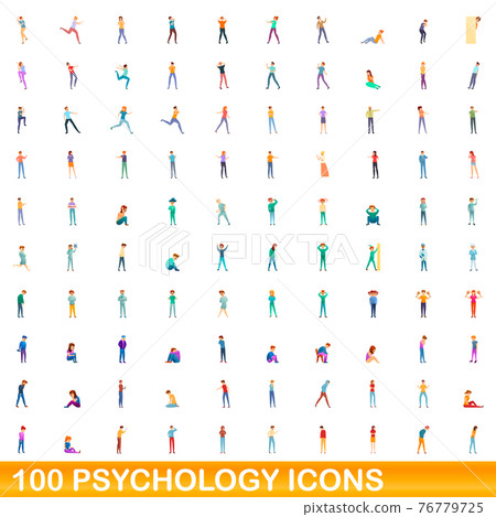 100 psychology icons set, cartoon style 100 psychology icons set, cartoon style 76779725