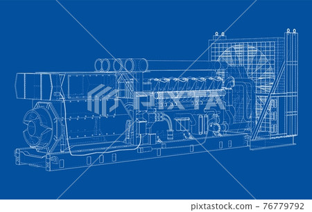 Large industrial diesel generator. Vector 76779792
