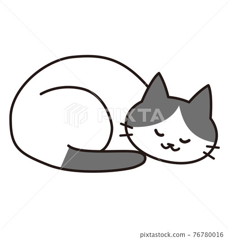 Hachiware cat that curls up and sleeps happily Hachiware cat that curls up and sleeps happily 76780016