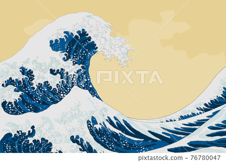 Ukiyo-e style wave Japanese painting card type copy space Ukiyo-e style wave Japanese painting card type copy space 76780047