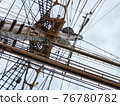 Scenery looking up at the mast of a sailing ship 76780782