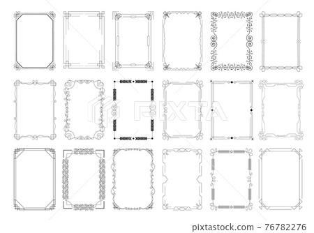 Decorative frame, ornate border and vignette isolated set 76782276