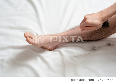 Men's Leg Hair Removal Before & After Image One Leg Only 76782678