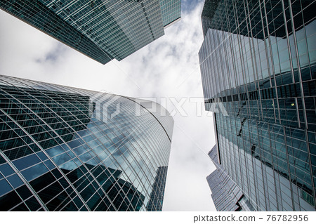 a modern business center Moscow City view from the bottom up 76782956