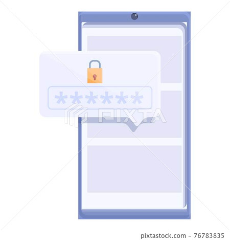Phone digital password protection icon, cartoon style Phone digital password protection icon, cartoon style 76783835