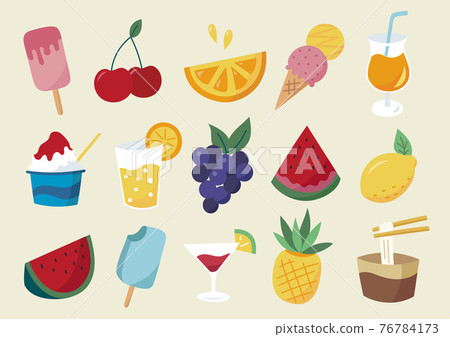Illustration color of summer food and drink Illustration color of summer food and drink 76784173