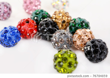 Set of Colored Round plastic shambhala beads with Glass Rhinestones 76784859