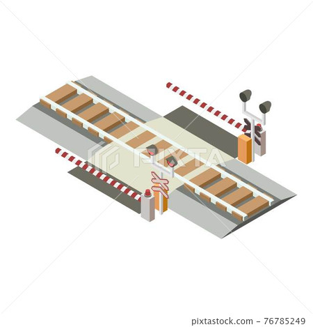 Railway cross road barrier icon, isometric style 76785249