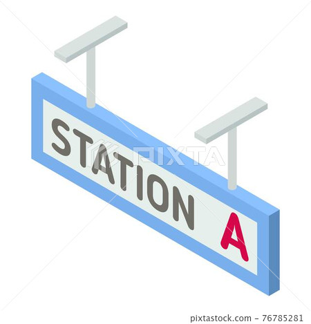 Railway station A icon, isometric style 76785281