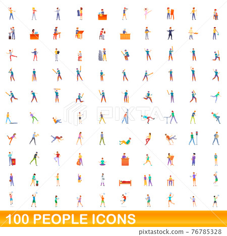 100 people icons set, cartoon style 76785328