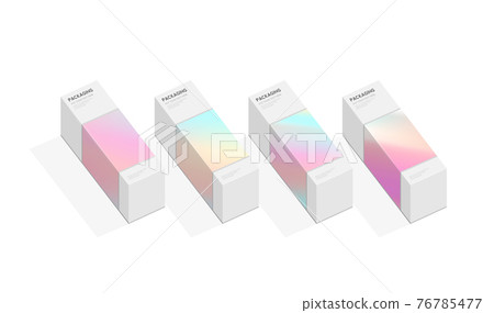 Set of box or packaging design illustration template for presents or special days like easter, christmas,  holidays, etc. with pastel pattern gradient backgrounds 76785477