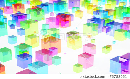 抽象的科幻空間。多彩立方體 76788961