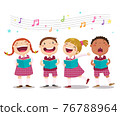 Choir girls and boys singing a song 76788964