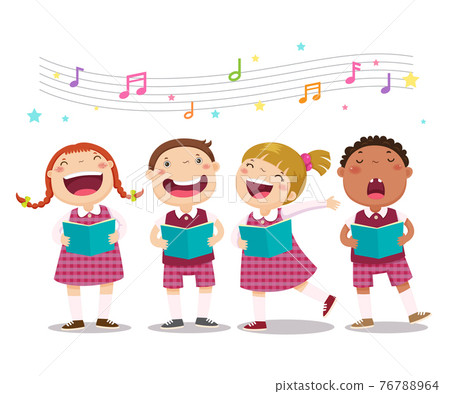 Choir girls and boys singing a song 76788964