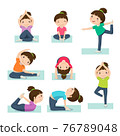 Cute girl doing yoga on a white background 76789048