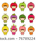 Set of kids in cute fruits costumes 76789224