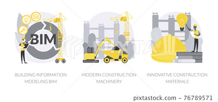 Construction technology innovation abstract concept vector illustrations. 76789571
