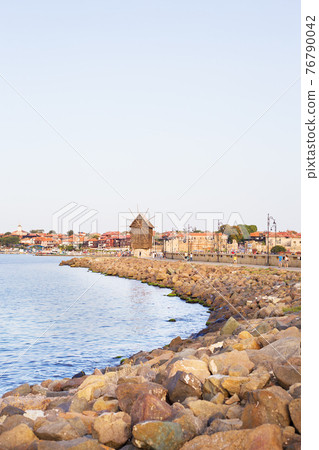 View of city Old Nessebar and sea, Bulgaria View of city Old Nessebar and sea, Bulgaria 76790042