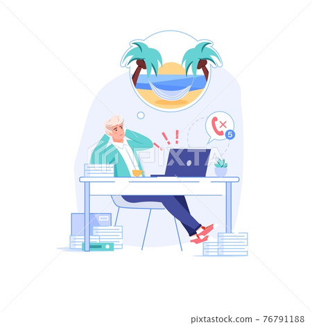Flat cartoon employee characters procrastination at work vector illustration concept Flat cartoon employee characters procrastination at work vector illustration concept 76791188