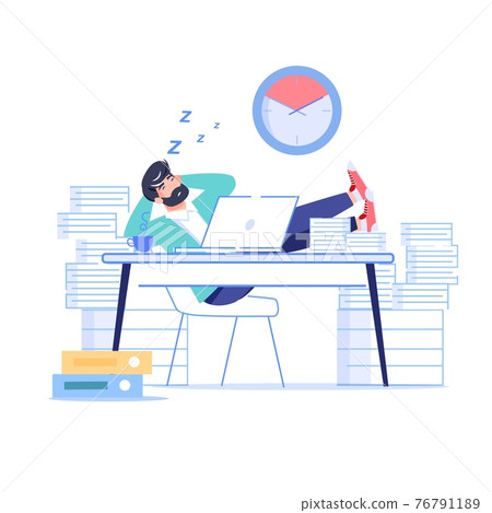 Flat cartoon employee characters procrastination at work vector illustration concept Flat cartoon employee characters procrastination at work vector illustration concept 76791189