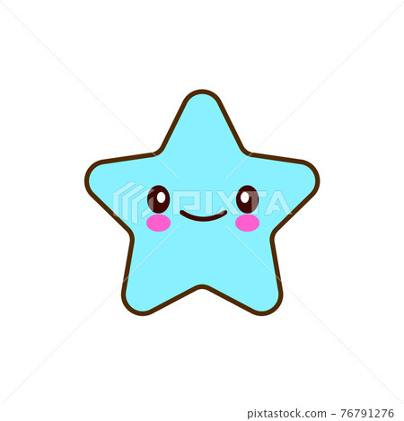 Emotional faces star cute smiles. Vector illustration smile icon. Face emoji blue icon. Smile cute funny emotion face isolated background. Feelings, expression for message, sms. 76791276