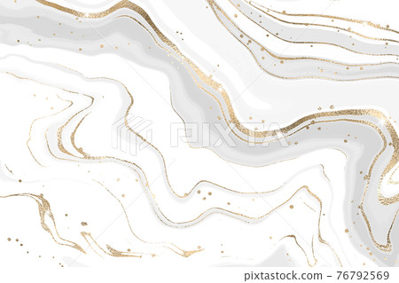 Grey liquid marbled watercolor background with golden lines. Pastel luxury monochrome fluid epoxy rubber drawing effect. Vector illustration of alcohol ink design template for banner or print Grey liquid marbled watercolor background with golden lines. Pastel luxury monochrome fluid epoxy rubber drawing effect. Vector illustration of alcohol ink design template for banner or print 76792569