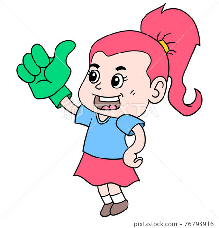 the red haired woman with the happy face gave a thumbs up, doodle icon image kawaii the red haired woman with the happy face gave a thumbs up, doodle icon image kawaii 76793916