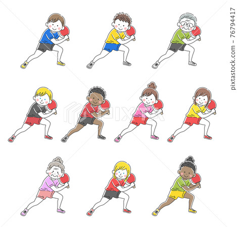 Illustration set of people who play table tennis 76794417