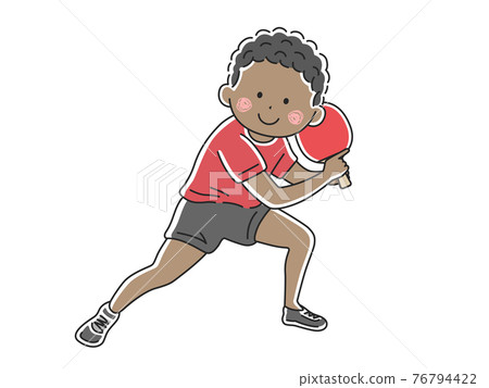 Illustration of a black man playing table tennis Illustration of a black man playing table tennis 76794422