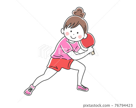 Illustration of a woman playing table tennis Illustration of a woman playing table tennis 76794423