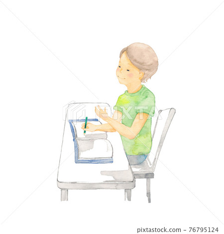 學習、筆記本和鉛筆的孩子 76795124