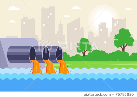 urban wastewater is discharged through pipes into the river. urban wastewater is discharged through pipes into the river. 76795880