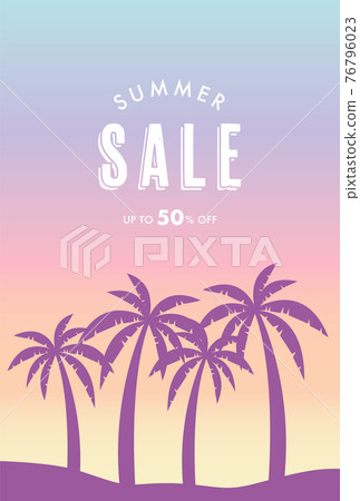 Background material for sunset and palm tree illustration 76796023
