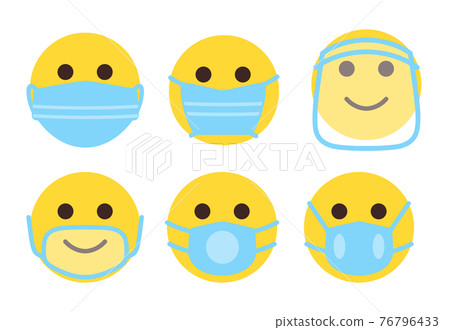Face emoji in medical mask icon covid vector set Face emoji in medical mask icon covid vector set 76796433