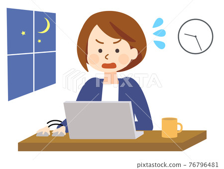 一個似乎忙著加班到深夜的女人 一個似乎忙著加班到深夜的女人 76796481